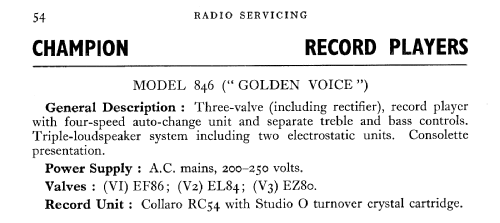 Golden voice 846; Champion Electric, (ID = 557730) R-Player