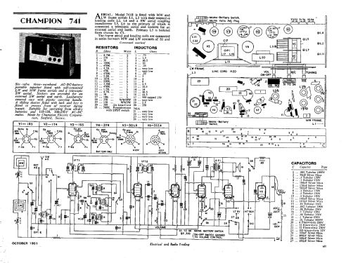 Portable Radio 741; Champion Electric, (ID = 235120) Radio