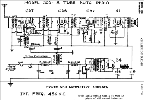 500 ; Champion Radio Labs (ID = 404297) Car Radio