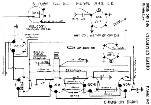 543 I.D. ; Champion Radio Labs (ID = 404350) Radio