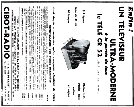 Téléviseur CR 52; Cibot Radio; Paris (ID = 1818933) Televisión