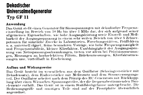 Dekadischer Universal-Messgenerator GF11; Clamann & Grahnert; (ID = 1512265) Equipment