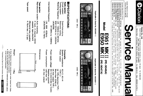 E950 MKII; Clarion Co., Ltd.; (ID = 2521672) Car Radio