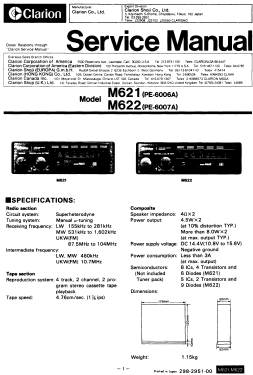 M622 PE-6007A; Clarion Co., Ltd.; (ID = 2731932) Autoradio