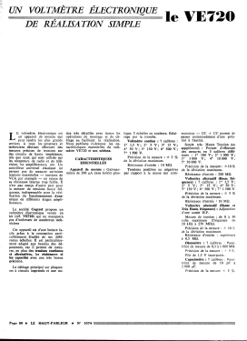 Voltmetre Electronique VE720; Cogerel; Dijon (ID = 2752282) Equipment