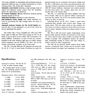 Linear Amplifier 30L-1; Collins Radio (ID = 3058556) Amateur-D