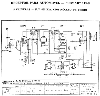 Rádio para automóvel 113-S; COMAR Indústria e (ID = 1892455) Autoradio