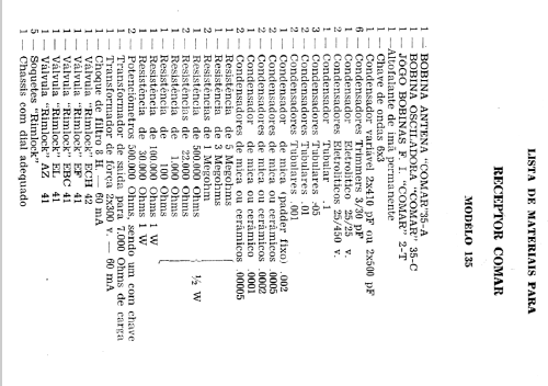 Rádio receptor 135; COMAR Indústria e (ID = 1926711) Radio