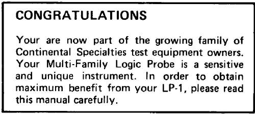 Logic probe LP-1; Continental (ID = 1202215) Equipment