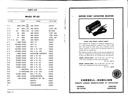 Capacitor-Resistor Bridge BF-60; Cornell-Dubilier (ID = 2871588) Equipment