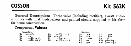 562K; Cossor, A.C.; London (ID = 575202) Kit