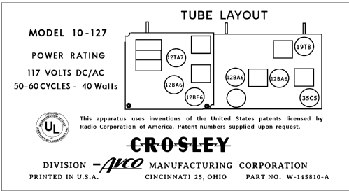 10-127 [10127] ; Crosley Radio Corp.; (ID = 3051507) Radio