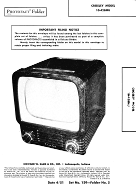 10-428MU ; Crosley Radio Corp.; (ID = 2896752) Television