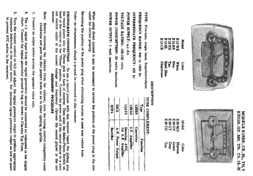 E15BE Ch= 15-20E; Crosley Radio Corp.; (ID = 556300) Radio