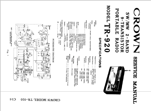 Portable 2 Band Radio TR-920; Crown Radio Corp.; (ID = 1684182) Radio