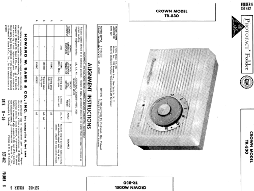 Super All Transistor TR-830; Crown Radio Corp.; (ID = 613797) Radio