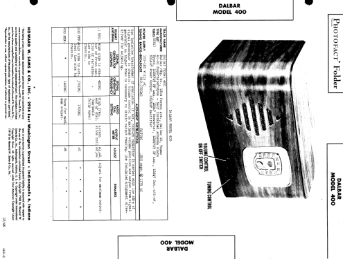 400 ; Dalbar Mfg. Co.; (ID = 513028) Radio