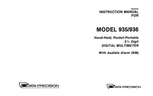 Digital Multimeter with audible alarm 936; Data Precision Corp. (ID = 2394713) Equipment