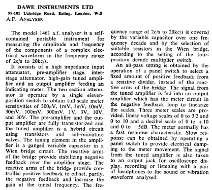 A. F. Analyser 1461; Dawe Instruments Ltd (ID = 2651952) Equipment