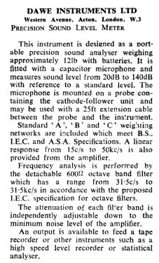 Precision Sound Level Meter ; Dawe Instruments Ltd (ID = 2766667) Ausrüstung