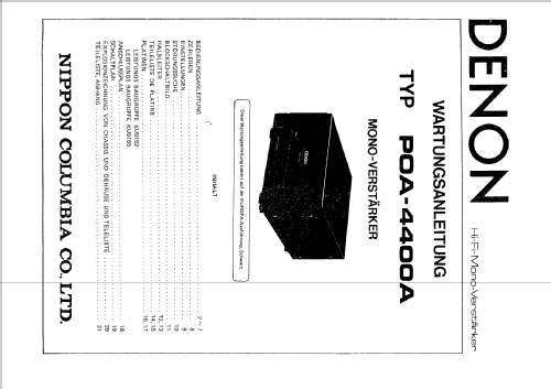 Hi-Fi Mono Amplifier POA-4400A; Denon Marke / brand (ID = 2622269) Ampl/Mixer