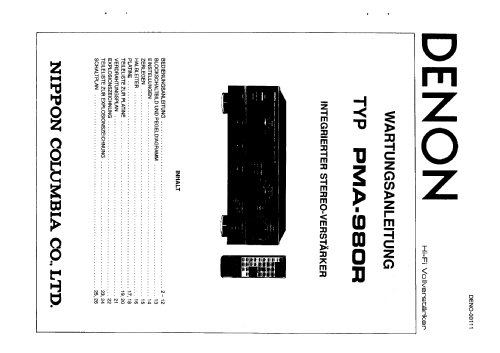 Precision Audio Component / Integrated Stereo Amplifier PMA-980R; Denon Marke / brand (ID = 2623804) Ampl/Mixer