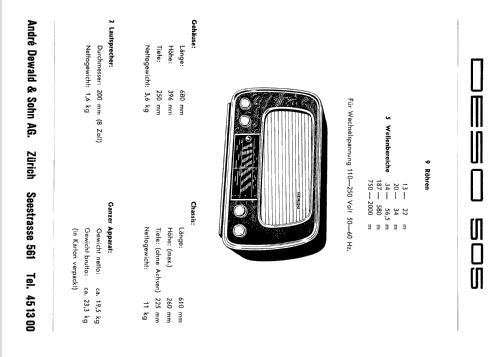 Jubiläum 505; Deso, Dewald & Sohn, (ID = 2517888) Radio