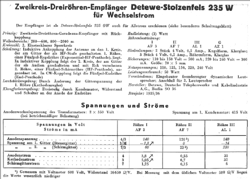 Stolzenfels 235W; DeTeWe (ID = 14094) Radio
