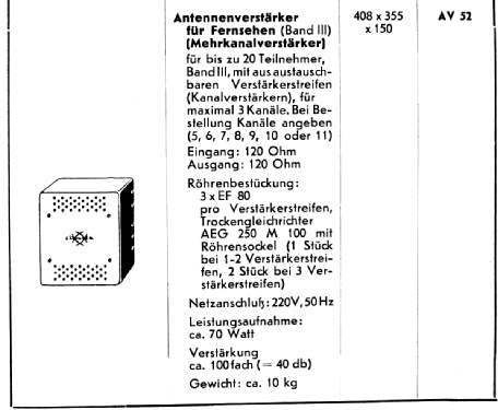 Antennenverstärker für Fernsehen AV52; Deutsche Elektronik (ID = 3054105) RF-Ampl.