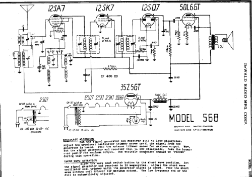 568 ; DeWald Radio Mfg. (ID = 309914) Radio