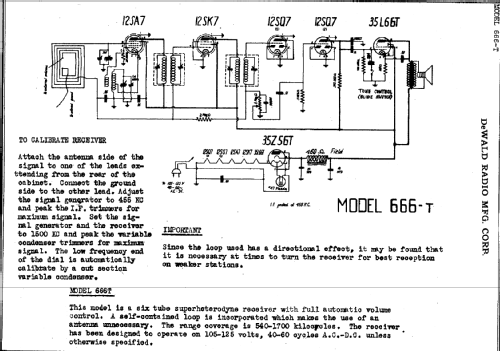 666T ; DeWald Radio Mfg. (ID = 309913) Radio