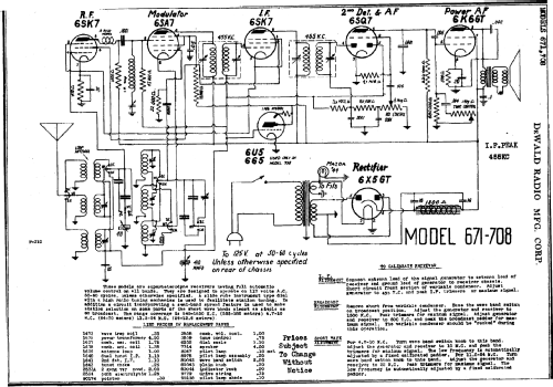 708 ; DeWald Radio Mfg. (ID = 310139) Radio