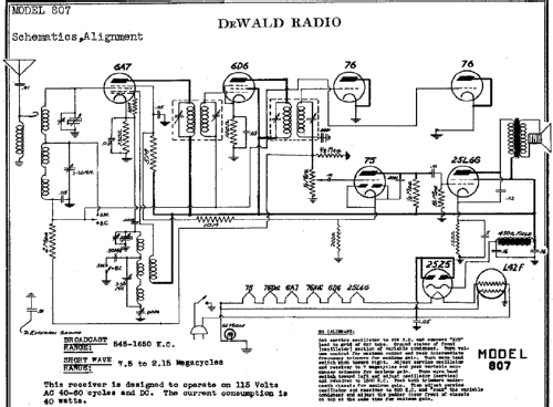 807 ; DeWald Radio Mfg. (ID = 310265) Radio