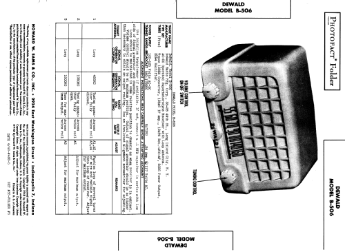 B506 ; DeWald Radio Mfg. (ID = 968153) Radio