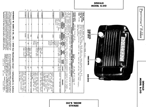 B-510 ; DeWald Radio Mfg. (ID = 951780) Radio