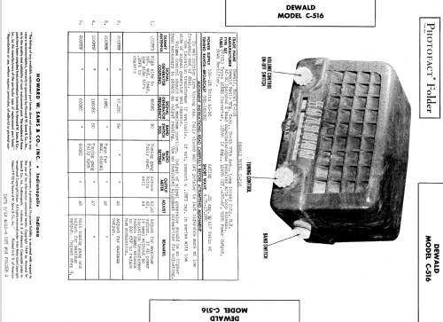 C-516 ; DeWald Radio Mfg. (ID = 583850) Radio