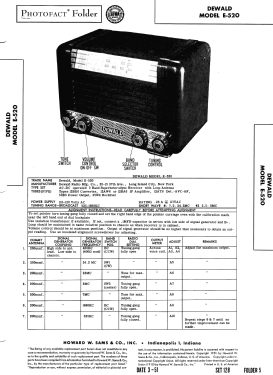 E-520 ; DeWald Radio Mfg. (ID = 2889588) Radio