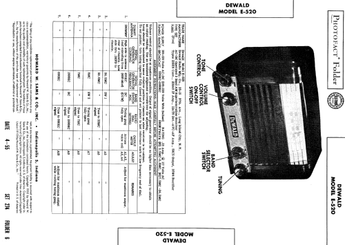 E-520 ; DeWald Radio Mfg. (ID = 557300) Radio