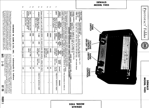 F405 ; DeWald Radio Mfg. (ID = 583882) Radio