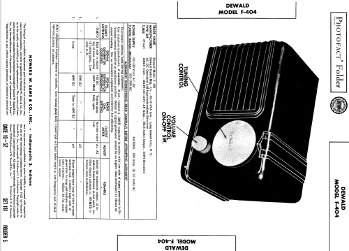 F-404 ; DeWald Radio Mfg. (ID = 583871) Radio