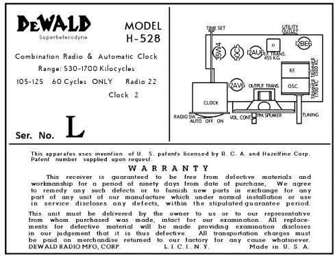 H-528 ; DeWald Radio Mfg. (ID = 3017100) Radio