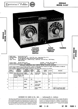 H-537; DeWald Radio Mfg. (ID = 2951765) Radio