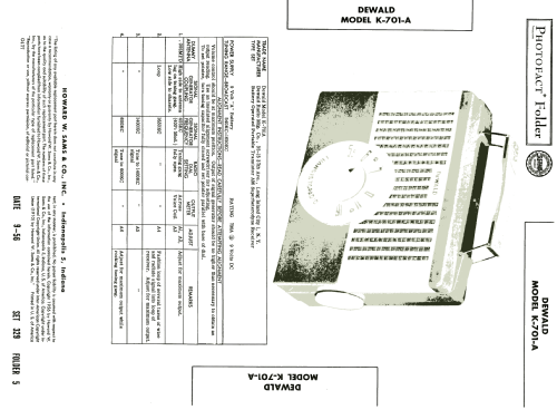 K-701-A ; DeWald Radio Mfg. (ID = 1864359) Radio