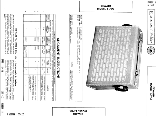 All-Transistor L-703; DeWald Radio Mfg. (ID = 750706) Radio