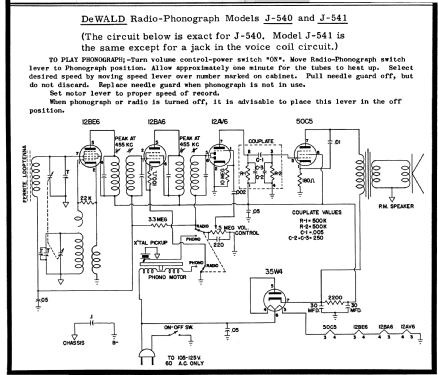 Symphonette J-540; DeWald Radio Mfg. (ID = 121780) Radio