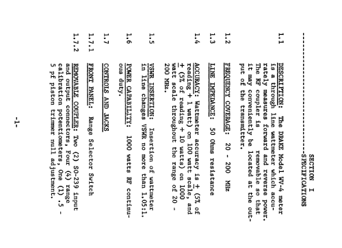 R.F. Wattmeter WV-4; Drake, R.L. (ID = 2517259) Amateur-D