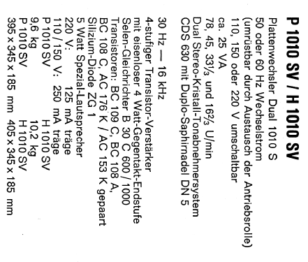 H1010SV Ch= 1010S, TV51; Dual, Gebr. (ID = 1760910) Reg-Riprod