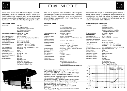 HiFi-Stereo-Magnet-Tonabnehmersystem M20E; Dual, Gebr. (ID = 1525362) Microphone/PU