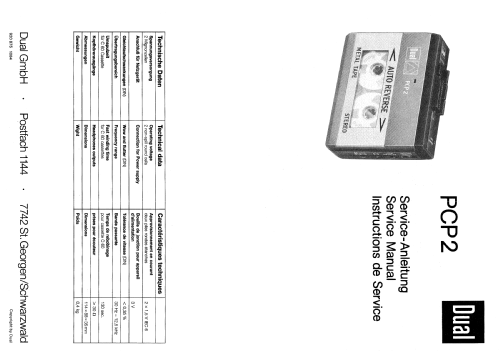 Portable Cassette Player PCP2; Dual, Gebr. (ID = 1881717) Enrég.-R