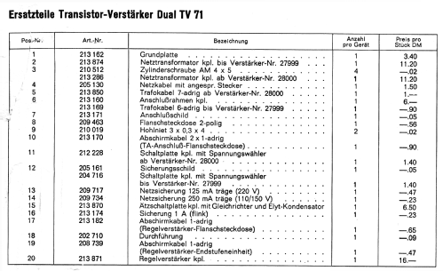 Verstärker TV71; Dual, Gebr. (ID = 1761670) Ampl/Mixer